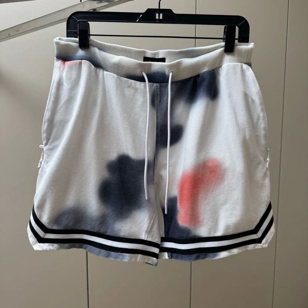 Zanerobe Gray and White Tie-Dye Shorts